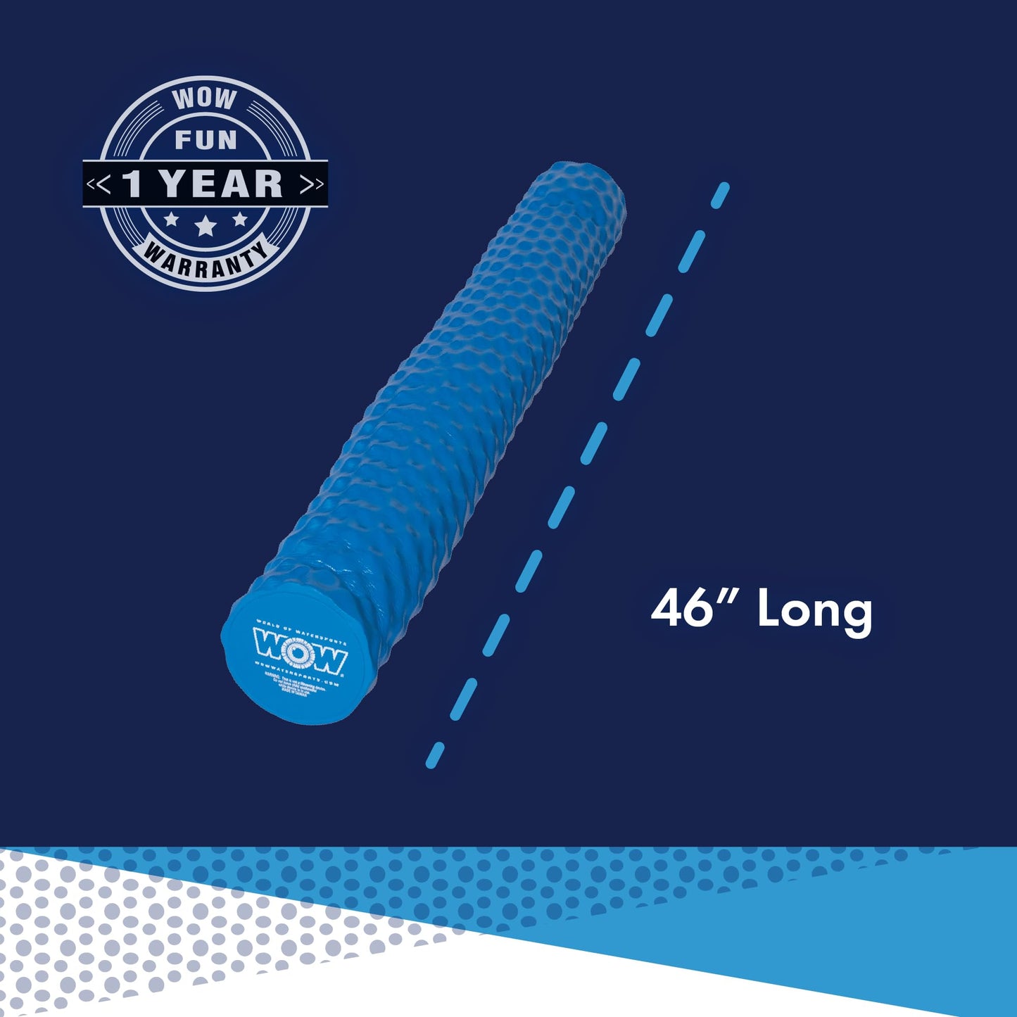 WOW Sports - Blue Foam Pool Noodle - Perfect For Pool Parties & Swim Training - W/ Cup Holder - Floatation Device for Adults & Children - Pool Accessory - 46" Long