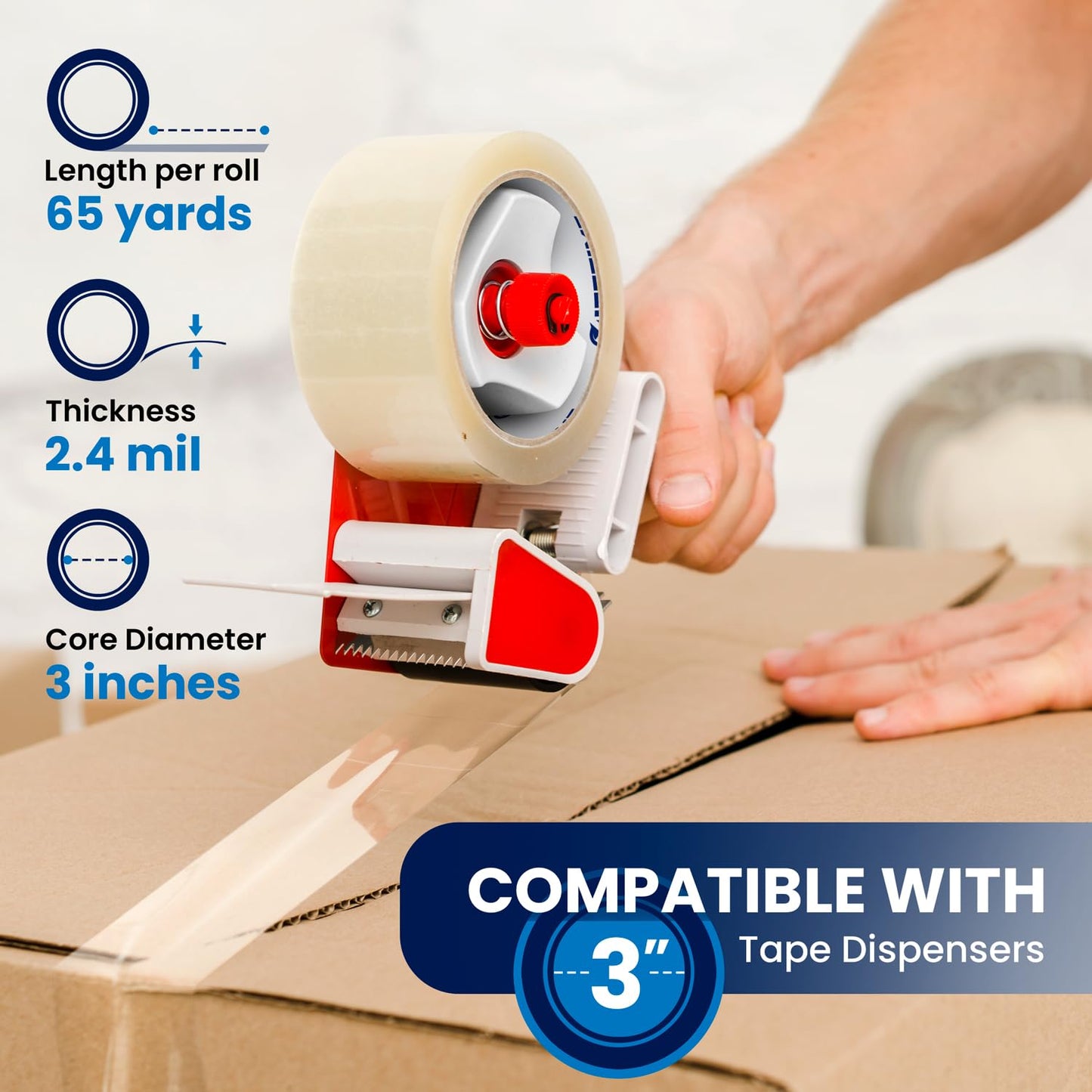 Lifetime Supplies 36 Rolls [Upgraded] Clear Premium Packing Tape, 65 Yards, 2.2 mil, Heavy Duty Packaging Tape for Shipping, Moving, Sealing - Stronger & Thicker
