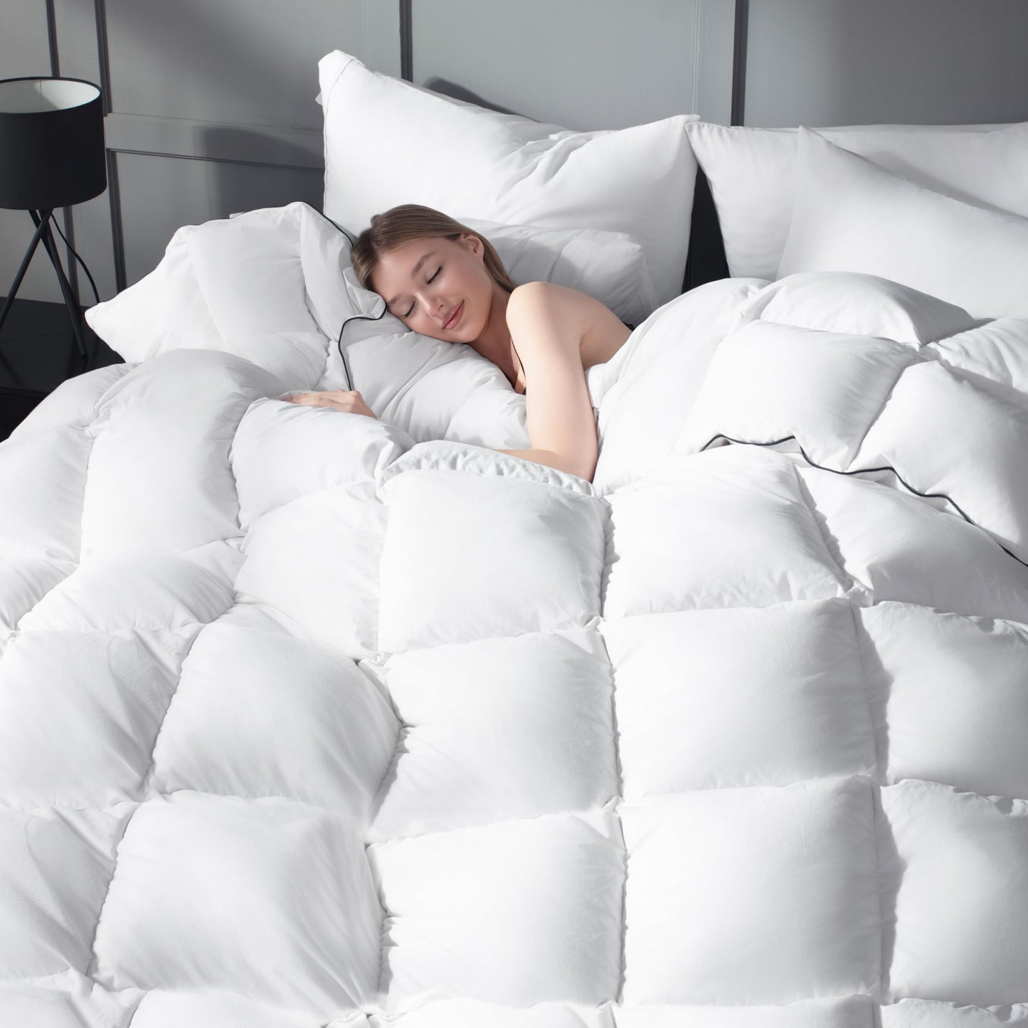 Ubauba King Size Down Duvet Insert - All Season Cool Touch for Hot Sleepers, Premium 100% Cotton Shell Hotel Quality, White 106 x 90 Inch