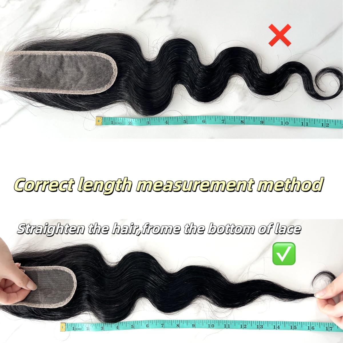 2x6 HD Lace Closure Body Wave Human Hair Transparent 2 by 6 HD Lace Closure 18Inch 100% Brazilian Virgin Unprocessed Middle Part Human Hair Kim K Closure With Baby Hair Natural Color