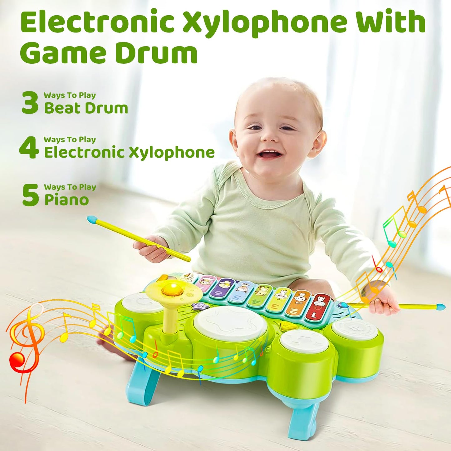 Marstone Toys for 1 Year Old Boy and Girl Gifts, Baby Musical Toys for Toddler 1-3, Piano Keyboard Xylophone Drum Set Toys for Baby 6-12, 12-18 Months, Educational Learning Toys Birthday Gift Age 0-2