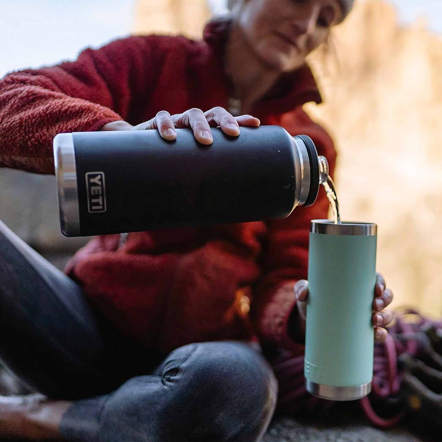 YETI Rambler 46 oz Bottle, Leakproof, Vacuum Insulated, Stainless Steel with Chug Cap, Royal Blue