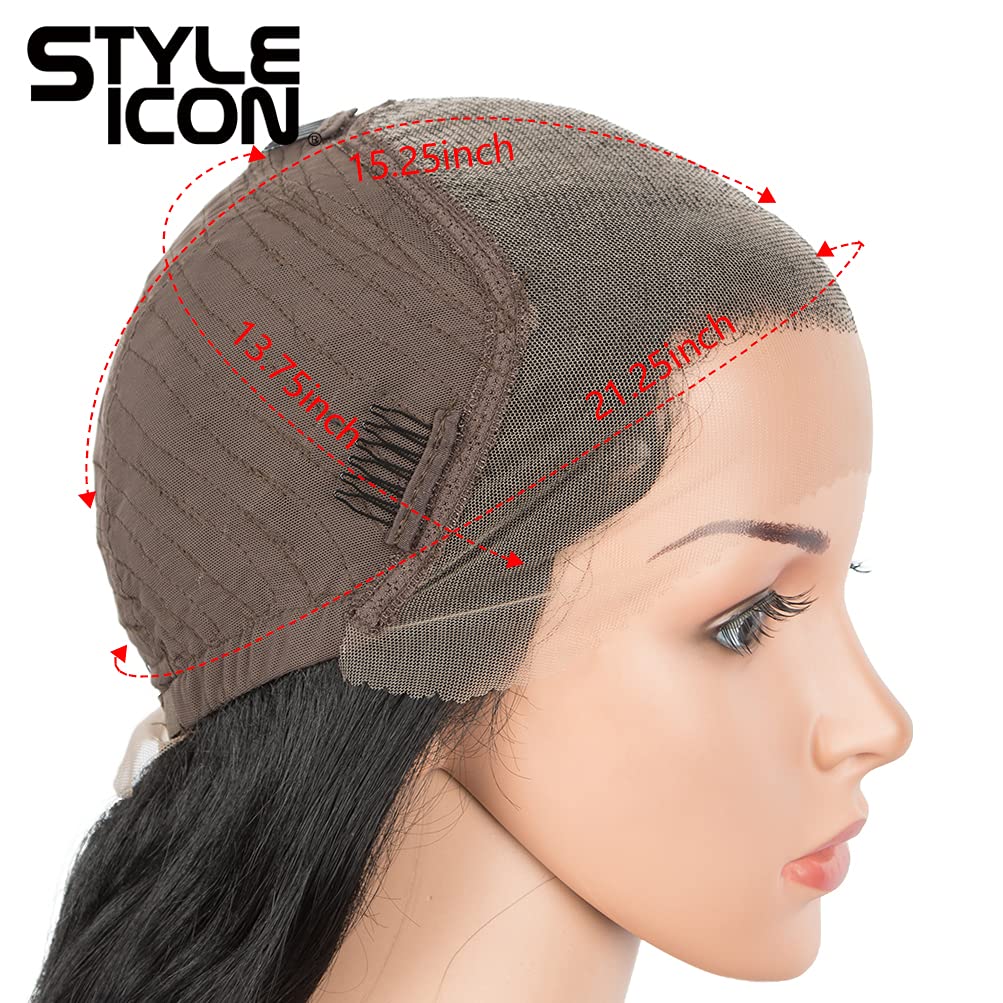 Style Icon Easy-360 Lace Wigs 36" Free Part Lace Frontal Wigs Super Long Wavy Wig Synthetic Wig (36 Inches, 1B)