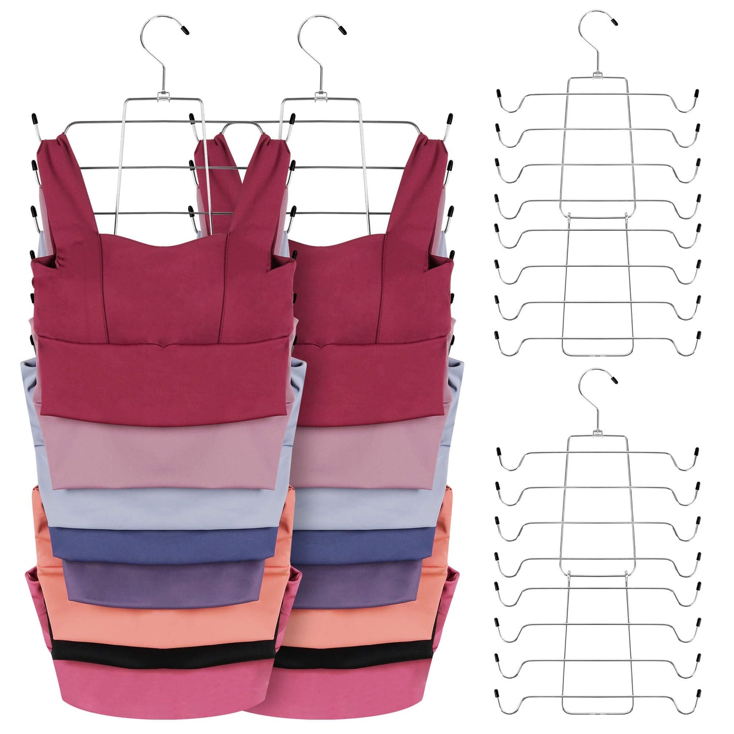 ZEDODIER 6 Pack Tank Top Hanger, Space Saving Bra Hangers, Non-Slip Hanging Sport Bras Holder, Closet Organizers and Storage for Camisoles Tank Tops Bras Ties Swimsuits Strappy Dress, Silver