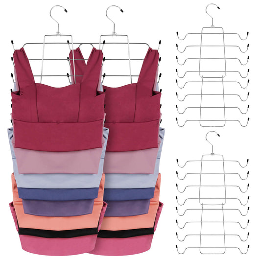 ZEDODIER 6 Pack Tank Top Hanger, Space Saving Bra Hangers, Non-Slip Hanging Sport Bras Holder, Closet Organizers and Storage for Camisoles Tank Tops Bras Ties Swimsuits Strappy Dress, Silver
