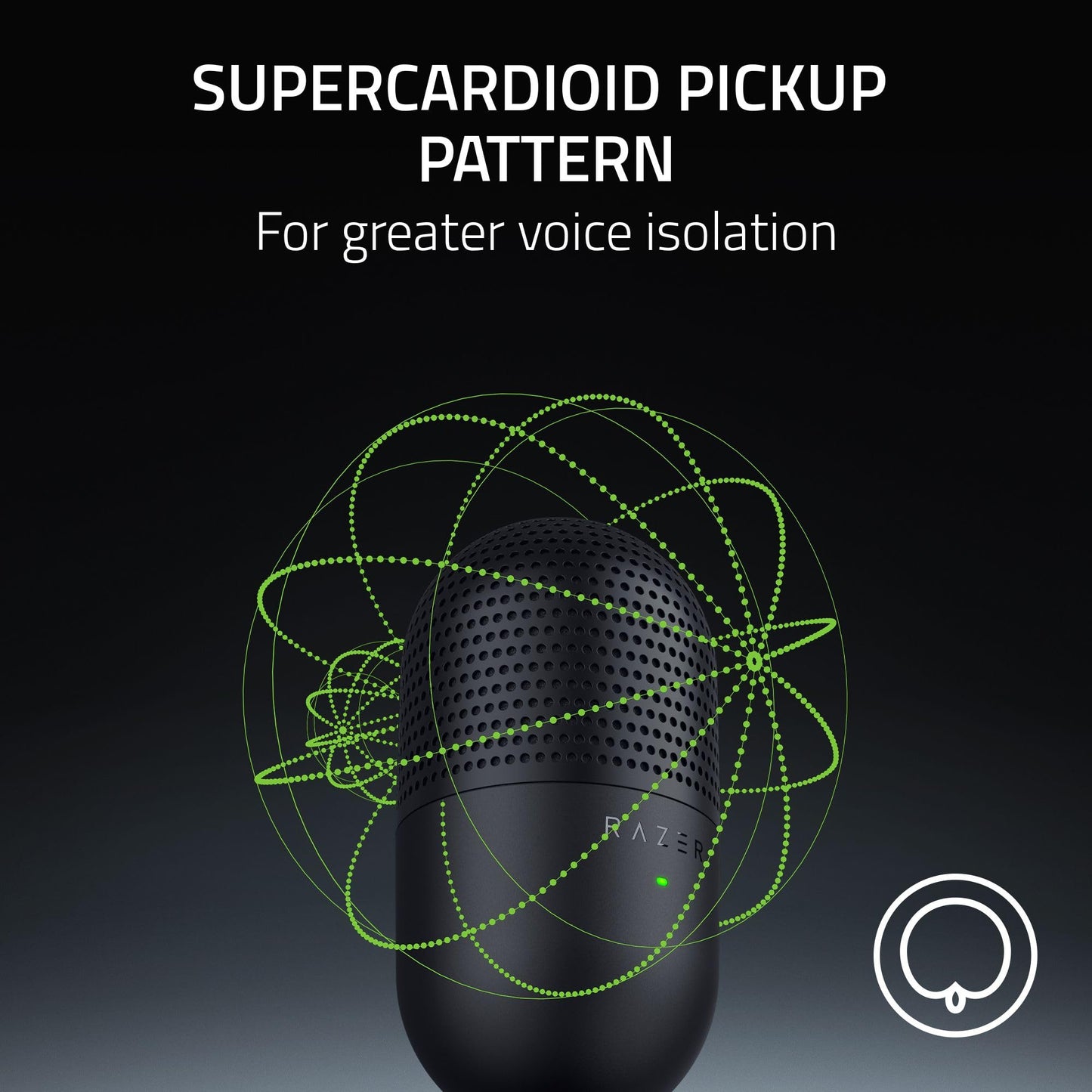 Razer Seiren V3 Mini USB Microphone: Condenser Mic - Supercardioid Pickup Pattern - Tap-to-Mute Sensor with LED Indicator - Shock Absorber - Ultra Compact - PC, Discord, OBS Studio, XSplit - Black