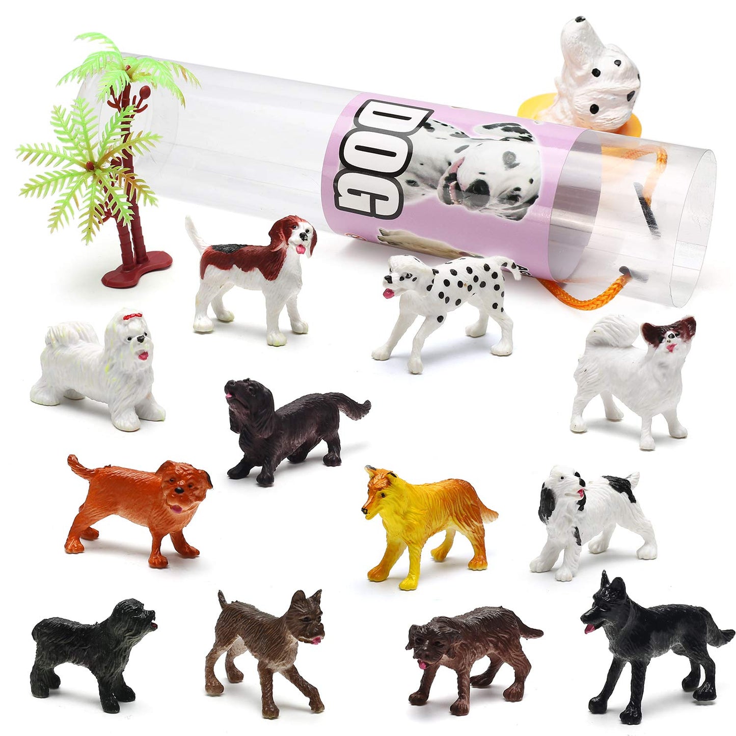 82 Piece Animal Toy, Assorted Mini Dinosaur Insect Ocean Sea Animal Farm Animal Jungle Animal Dog Figure, Realistic Vinyl Plastic Zoo Play Set, Small Toys for Sensory Bin Cupcake Topper Party Favors