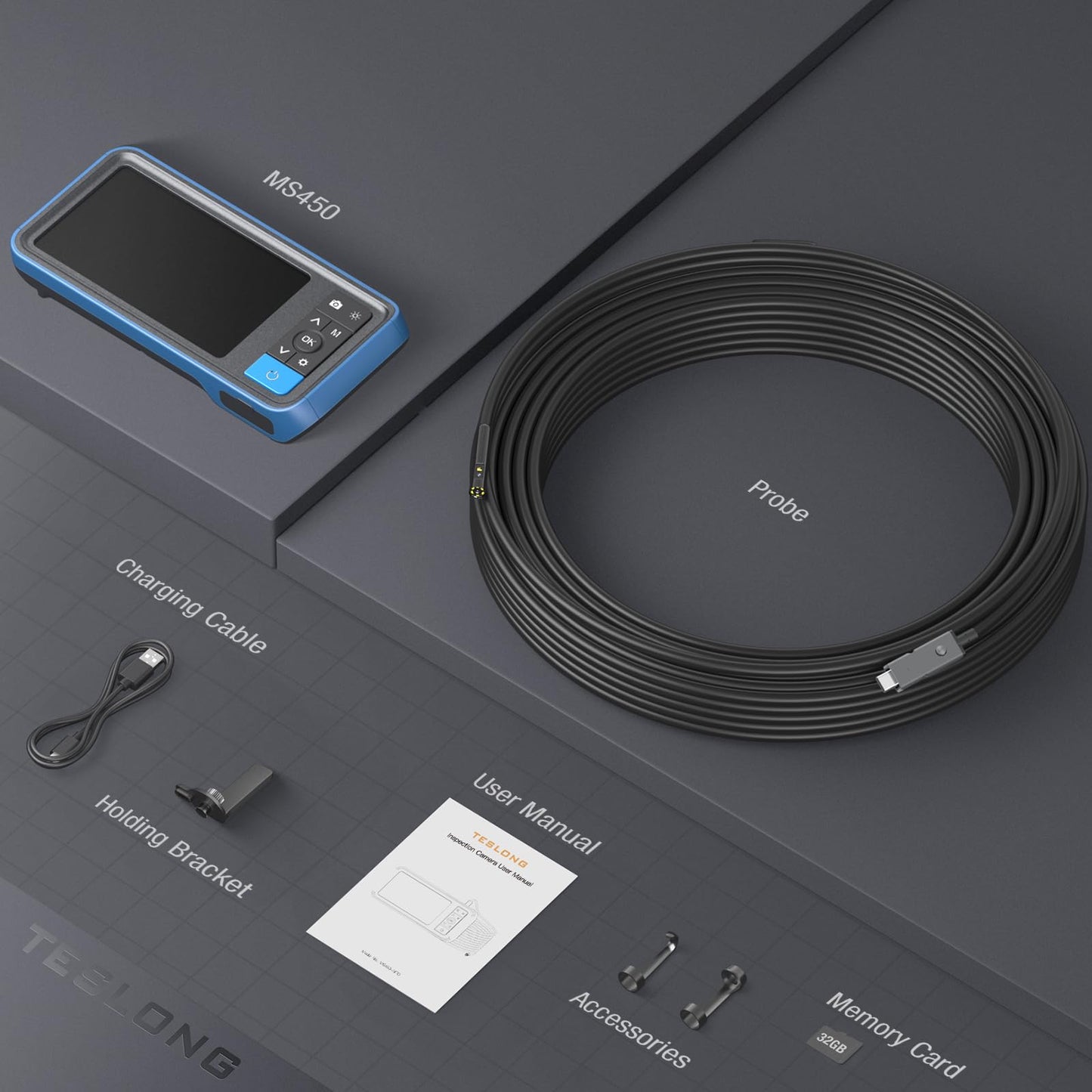 50ft Sewer Camera, Teslong 1080P Drain Plumbing Snake Inspection Camera with Light, 50 ft Flexible Borescope Endoscope Duct Fiber Optic Scope Cam