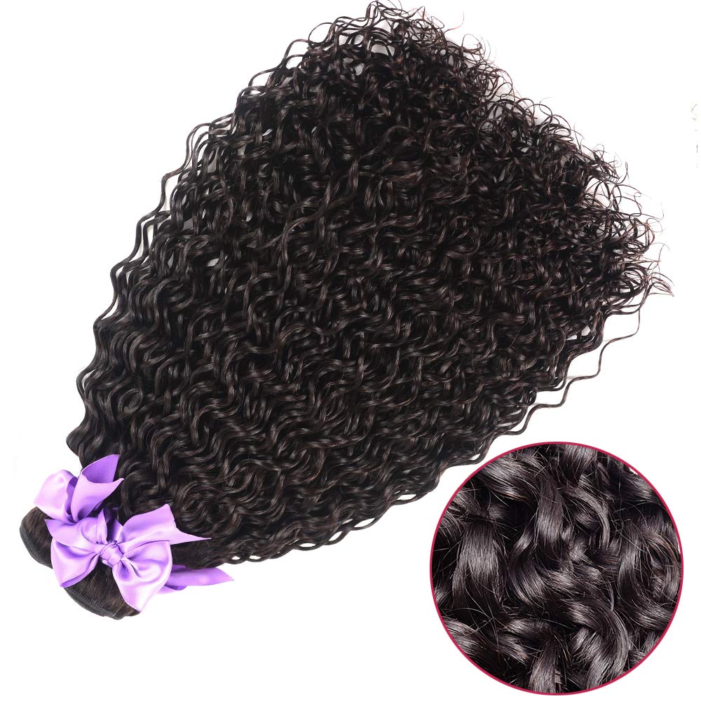 Laritaiya Water Wave Bundles With Closure Human Hair (18 20 22+16) Wet and Wavy Human Hair 3 Bundles with Closure 100% Unprocessed Deep Curly Human Hair Bundles With Closure Natural Black Color