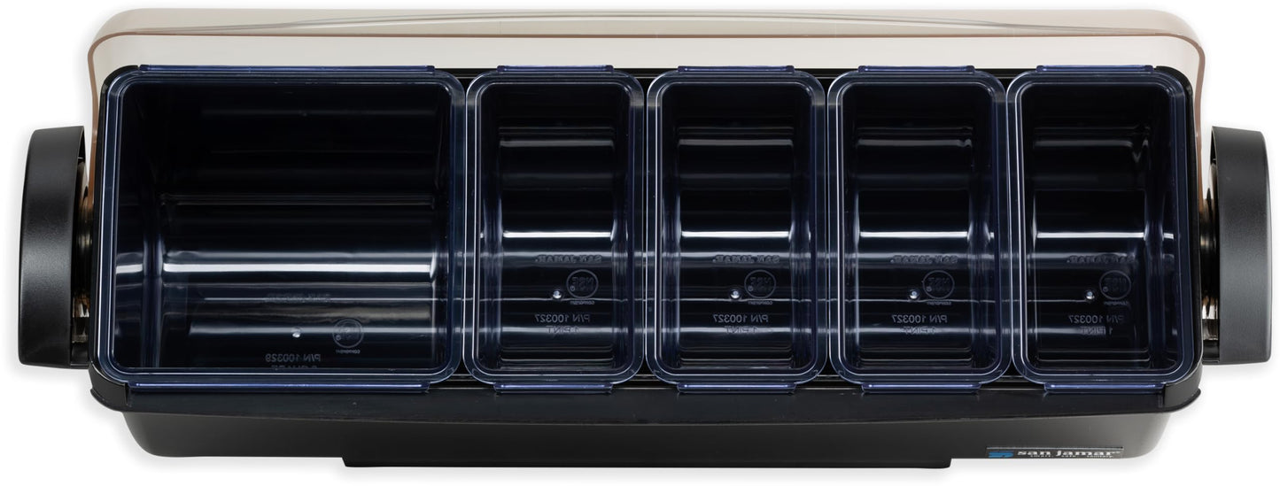 San Jamar Dome Garnish Center 5 Tray with Caddy for Kitchen, Bar, And Restaurants, Plastic, 8 Pints, Black