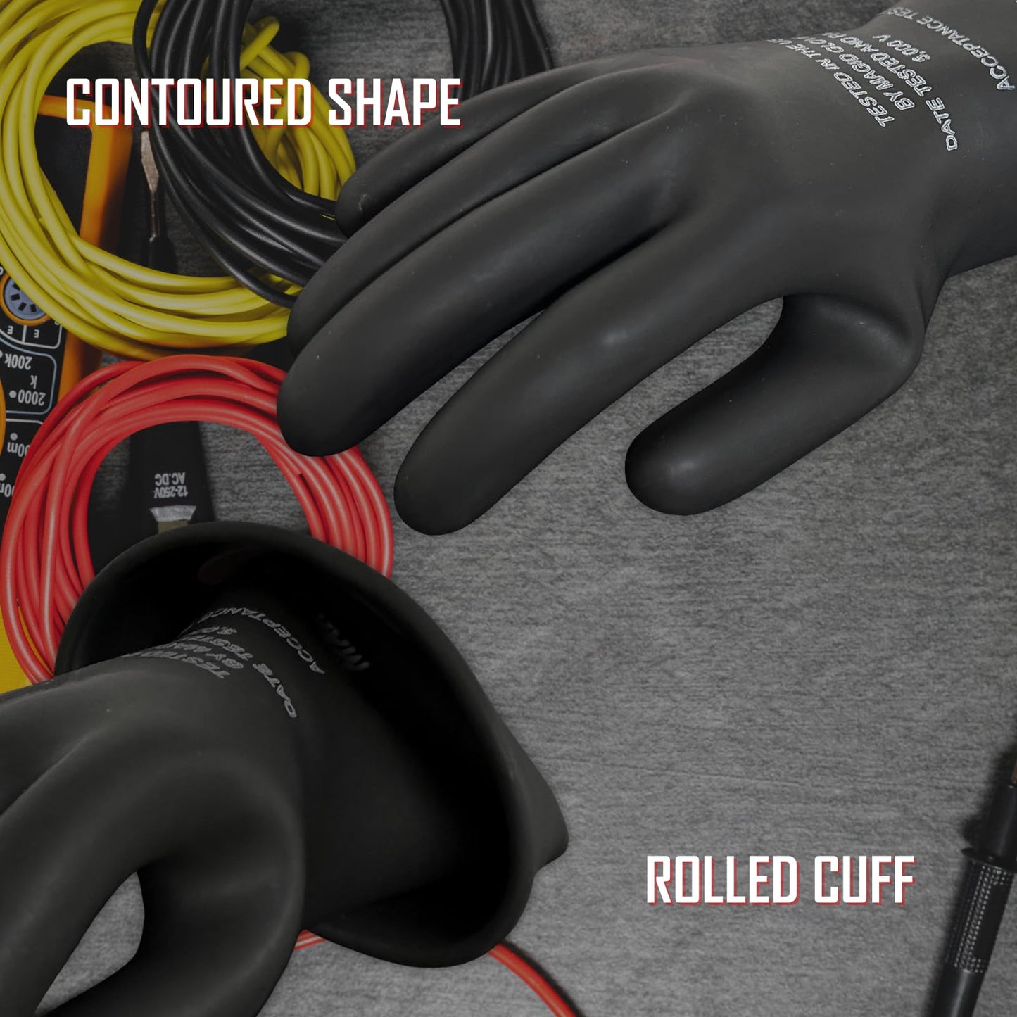 MAGID Insulating Electrical Gloves, Size 9, Class 0 | Cuff Length - 11" | Lineman & Electrician Voltage Gloves, M011B9