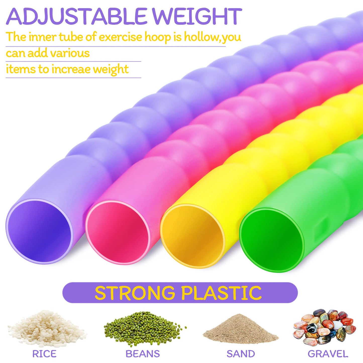 Vinsot Toy Hoop Detachable Plastic Hoops Exercise Equipment Toy Adjustable Rings for Sports Playing Party Game Dance Pet Training (8 Pieces)