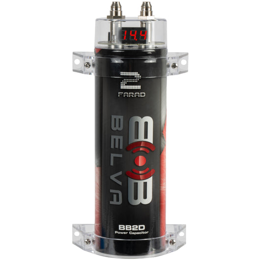 Belva BB2D 2.0 Farad Capacitor with Digital Red Display, Perfect for Systems up to 2000W