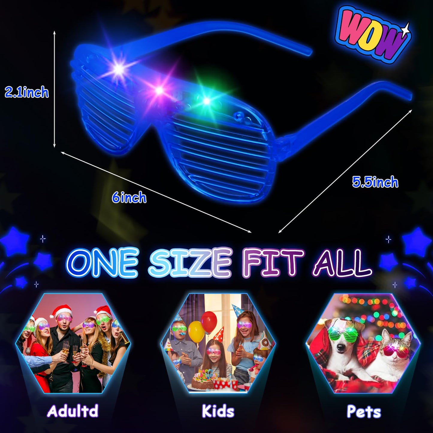 OLUPP 84 PCS LED Glasses, 5 Colors Light Up Glasses with 3 Light Modes, Glow in The Dark Party Supplies, Glow Glasses for Rave Party,Wedding, Birthday, Concert, New Year, Carnival