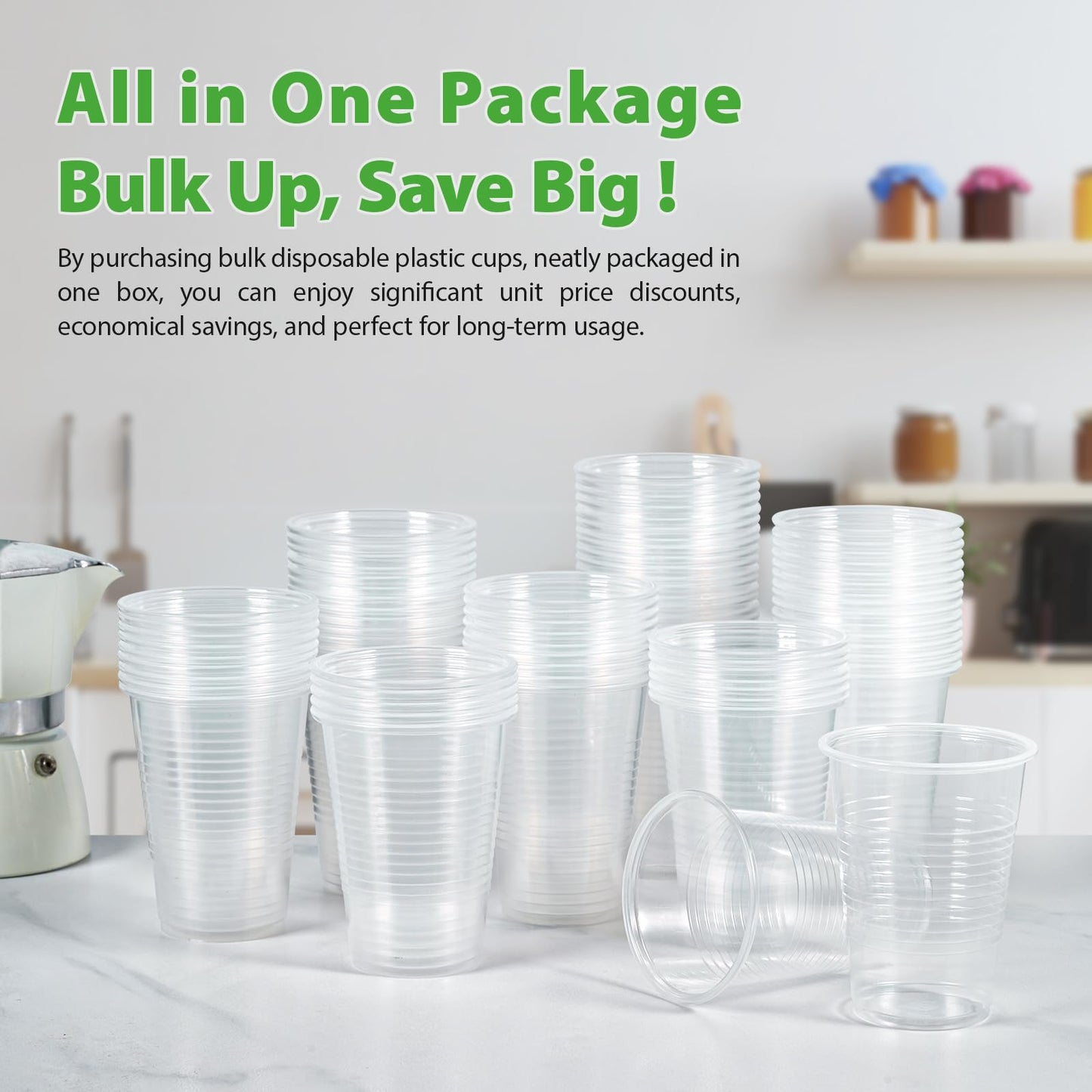 Lilymicky 1000 PACK 9 oz Clear Plastic Cups, 9 Ounce Disposable Drinking Cups for Birthday Parties, Picnics, Ceremonies, and any Events