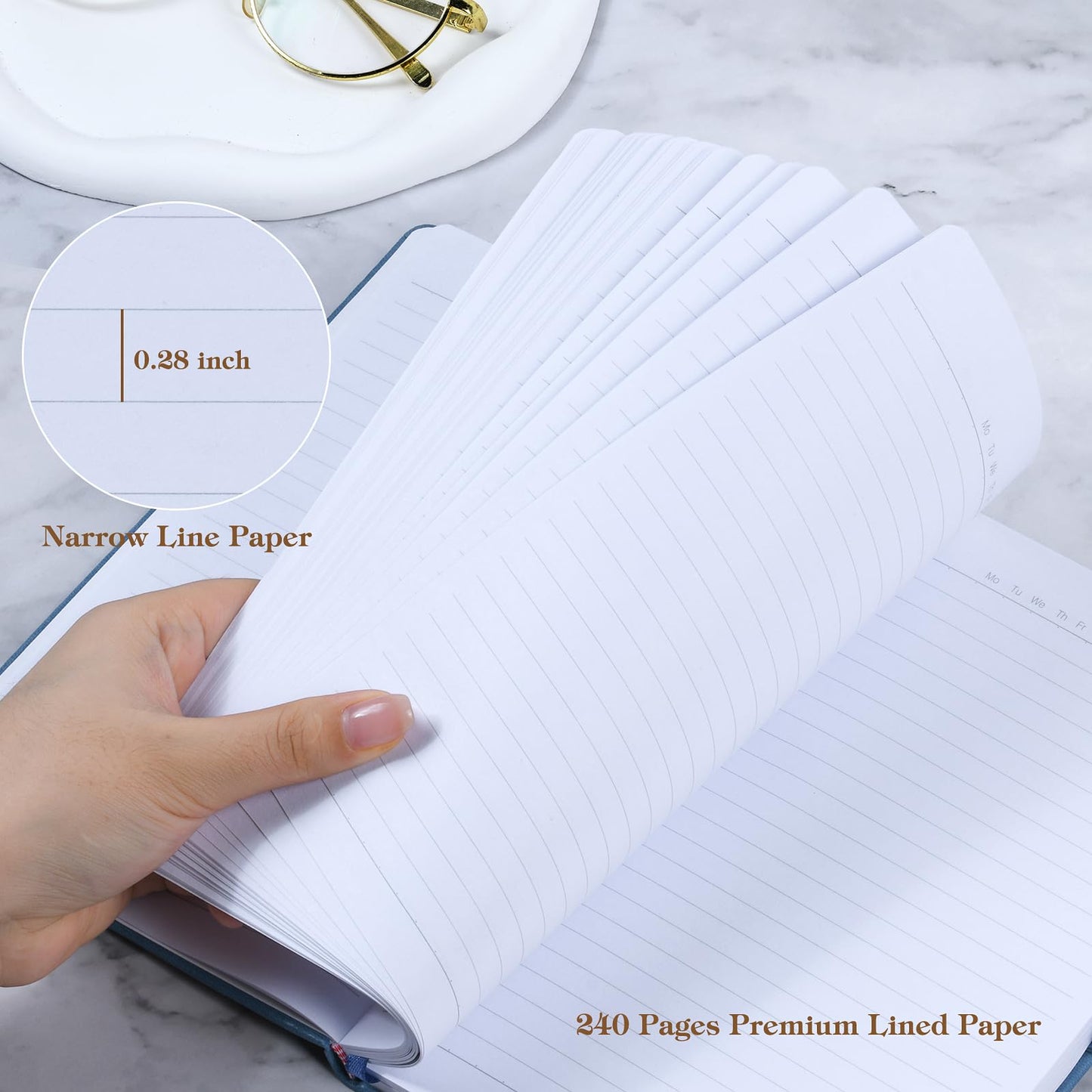 POPRUN Lined Journal Notebook 8 Pack, A5 College Ruled Hardcover Notepad 5.5" x 8.3" 240 Pages, A5 Medium PU Leather Notebooks for Office, School Supply, Note Taking, Business, Multicolored