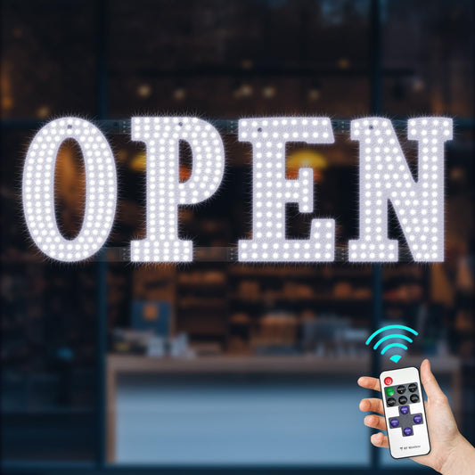 40" x 14" Large LED Open Sign with Remote Control High Bright Visibility Business Sign 14 Mode Electric Display Sign Suitable for Shop, Bar, Hotel, Retail and Restaurant