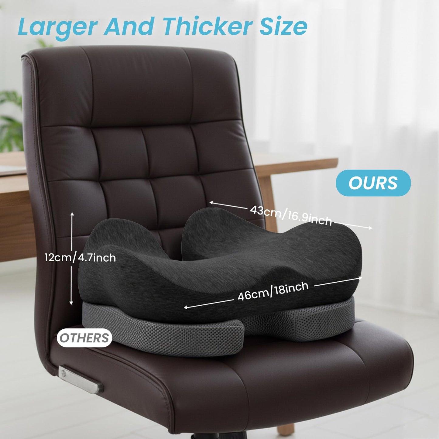 OVRST Seat Cushion,Ergonomic Chair Cushions for Sit Bone Tailbone Pain Relief,Sciatica & Back Support,Memory Foam Butt Pillow for Office,Car,Home,Gaming,Wheelchair