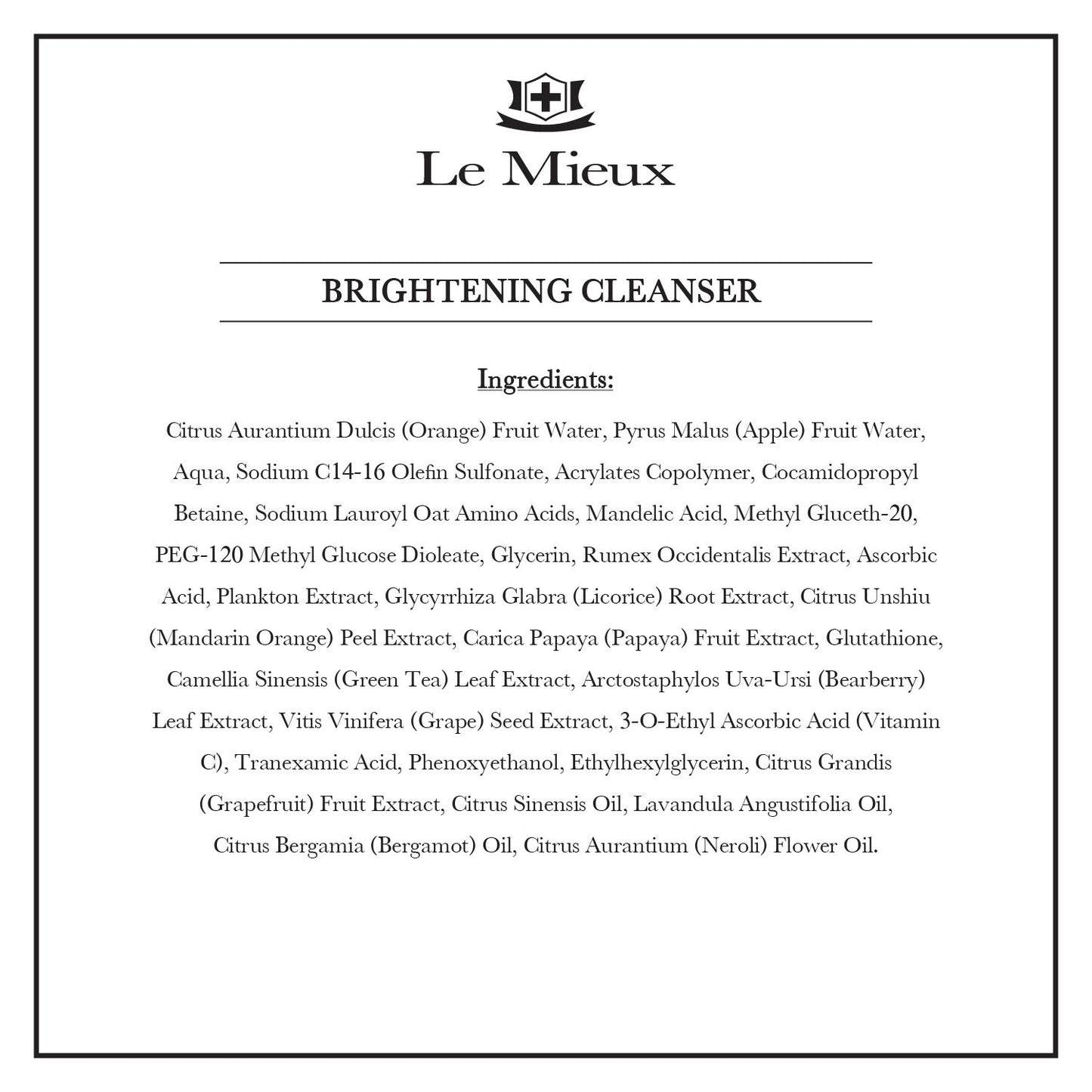 Le Mieux Illuminating Cleanser - Face Wash with Vitamin C, Mandelic Acid & Antioxidant Glutathione for Soft Glowing Skin, No Parabens or Sulfates (6 oz / 180 ml)