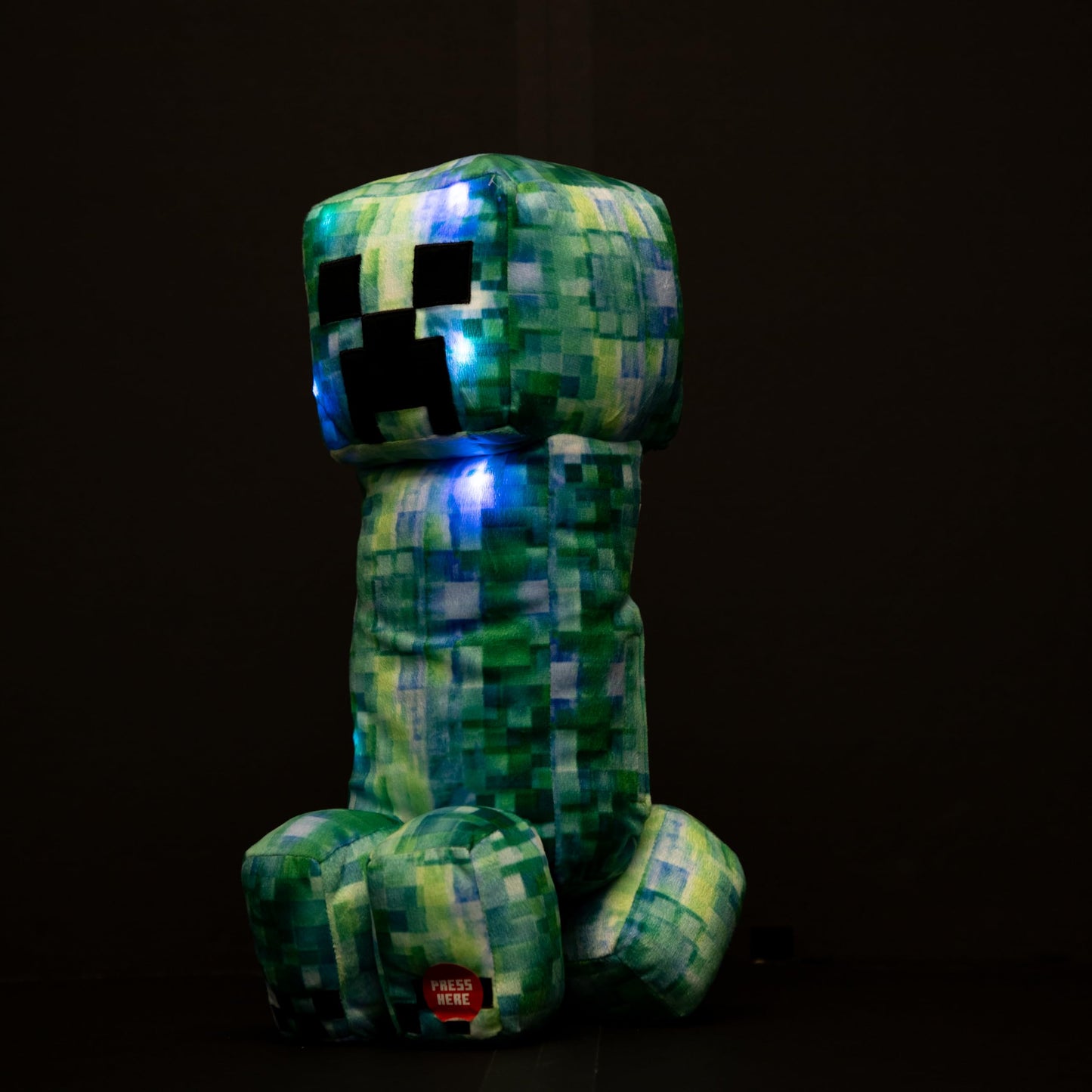 Jay Franco Kids Plush Light Up Pillow Buddy - Ultra-Soft Stuffed Cushion for Playroom & Bedding with LED Light, Green - Minecraft Creeper, 16 Inches