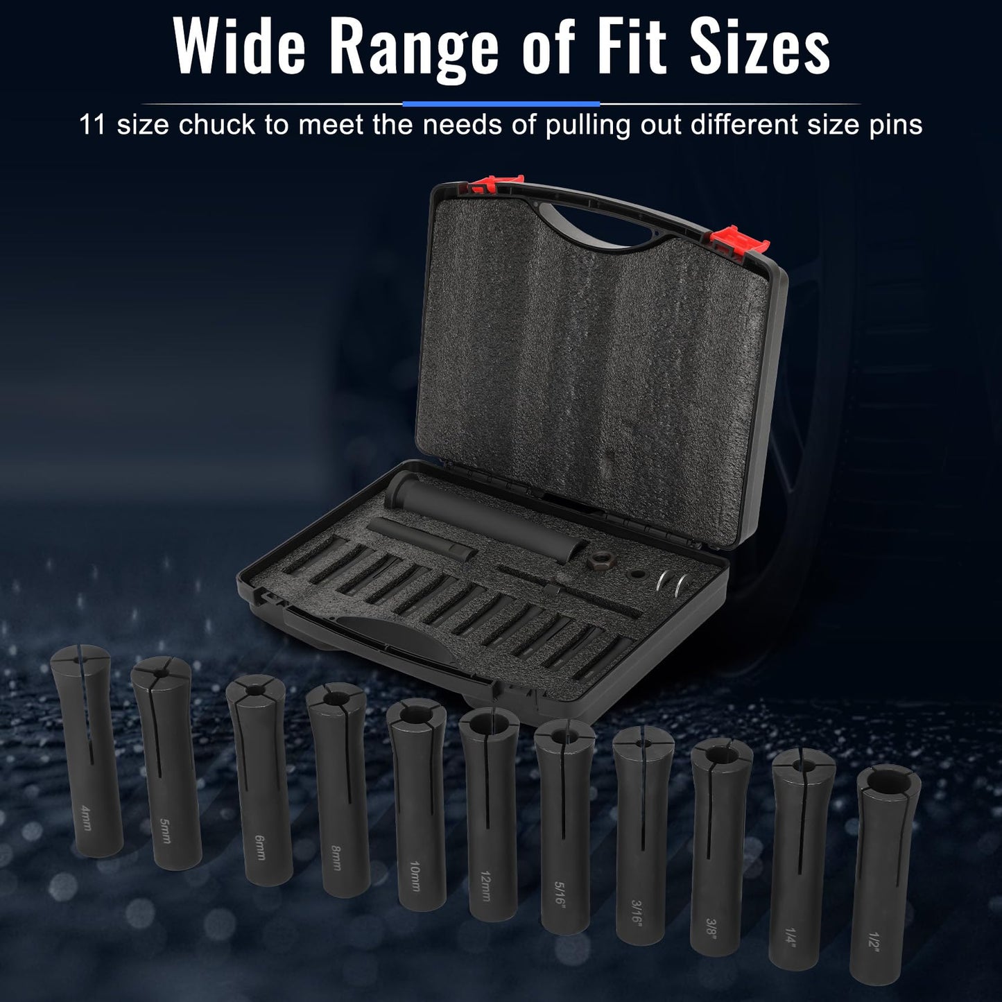 18pcs 95400 in-Line Dowel Pin Puller Master Set Includes Both SAE and Metric Collets,Efficient Dowel Pin Puller Tool Reducing Work and Potential Hand Injuries
