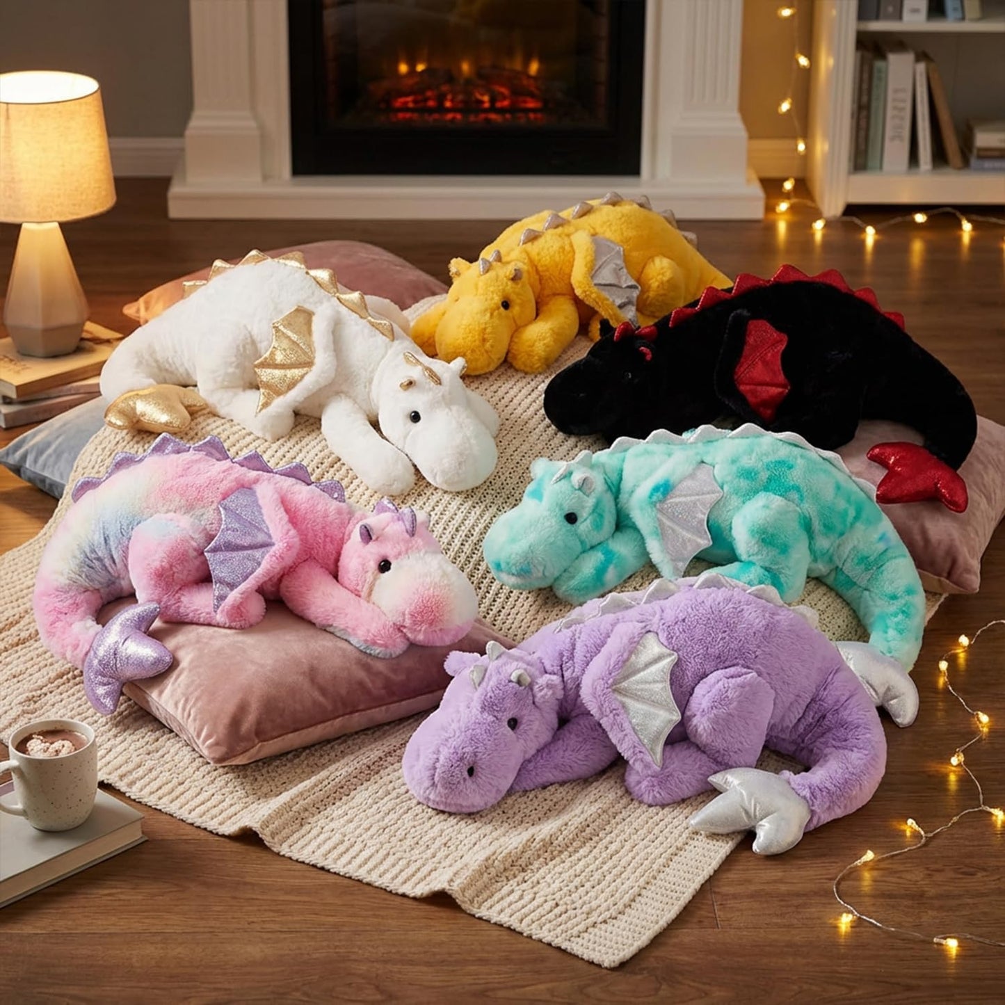 ARELUX Giant 50in 3Lb Big Black Dragon Large Stuffed Animals Cute Plush Toy Fuzzy Jumbo Dinosaur Pillow Plushies with Wings Cuddly Soft Green Pterosaur Plushie Gifts for Friends Family