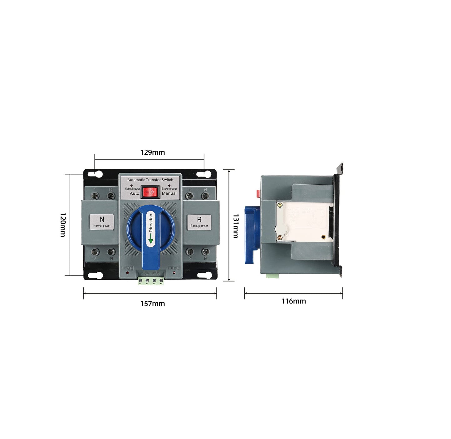 110V Dual Power Automatic Transfer Switch Dual Power Generator Changeover Switch 50HZ/60HZ (2P 63A Blue)