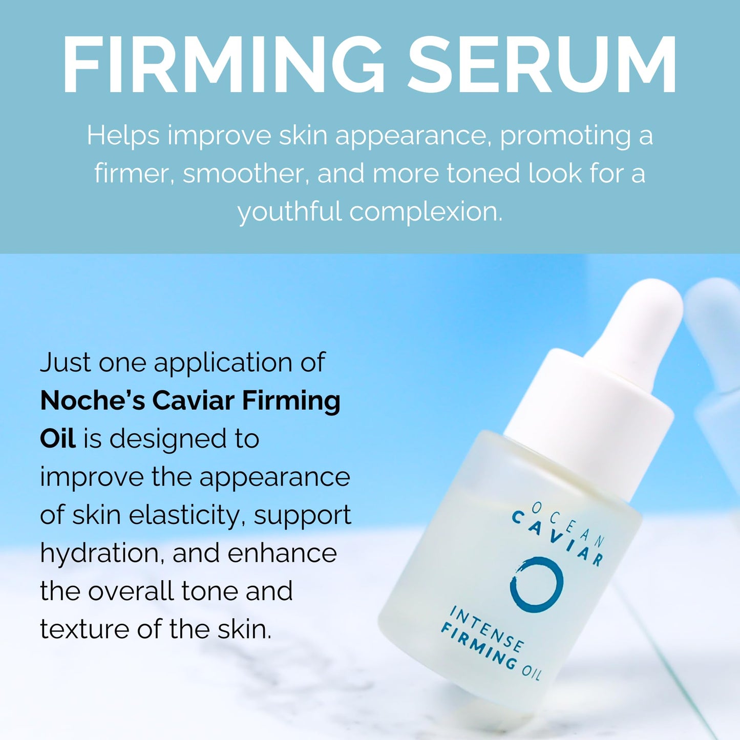 Noche Y Dia Caviar Firming Oil - Anti Aging Face Serum with Vitamin E - Firm & Lift Skin - Targets Fine Lines & Wrinkles - 20mL (.67 fl oz)
