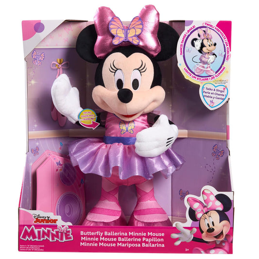 Disney Junior Minnie Mouse Sing and Dance Butterfly Ballerina Lights and Sounds Plush, Sings Just Like a Butterfly, Officially Licensed Kids Toys for Ages 3 Up, Gifts and Presents