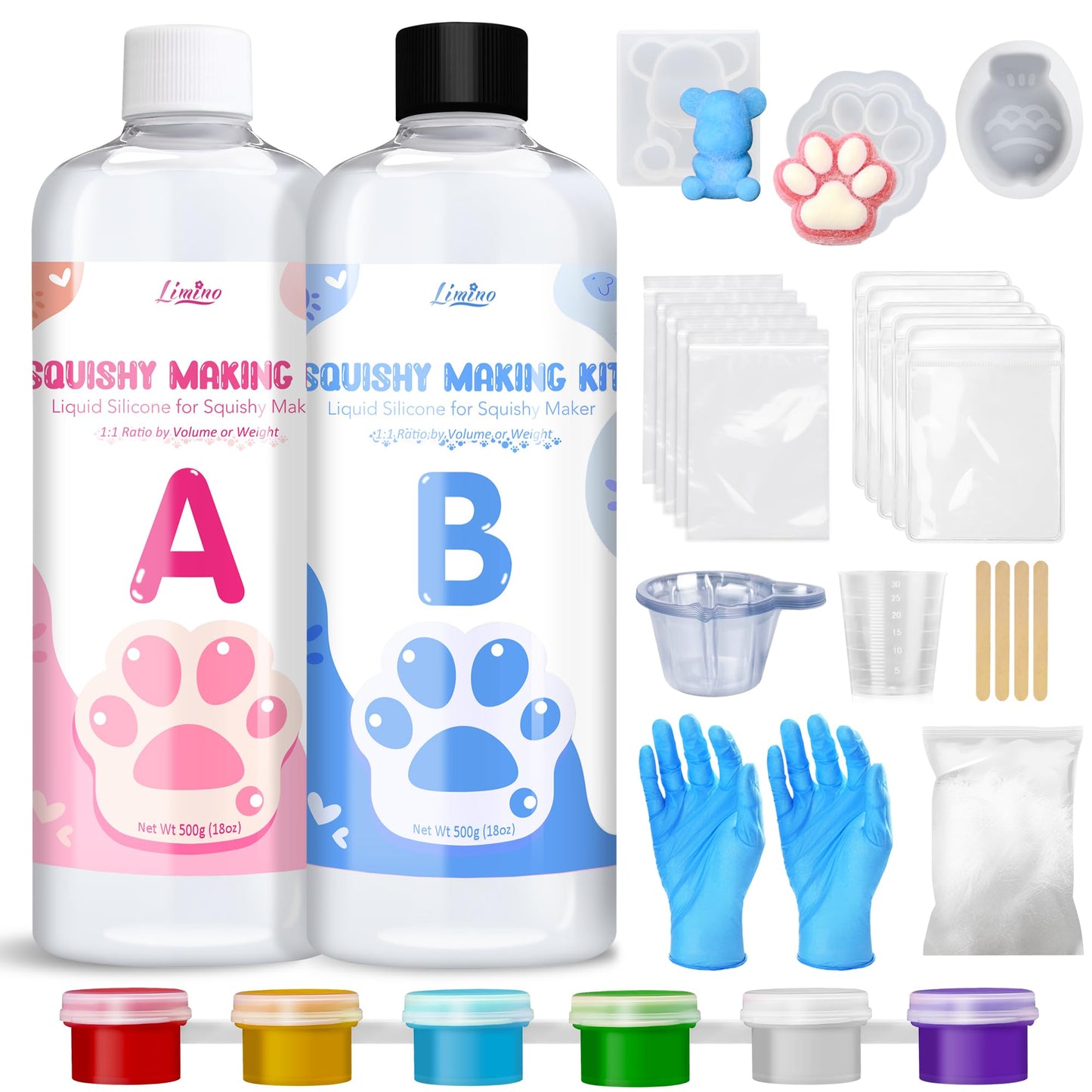 Liquid Silicone for Taba Squishy Kit - 36oz 1:1 AB Ratio Mixed Super Soft Silicone Rubber for Squishy Maker, Perfect DIY Stress Relief Gift Making Kit for Taba Squishy, Taba Bear, Flocking Cat's Paw