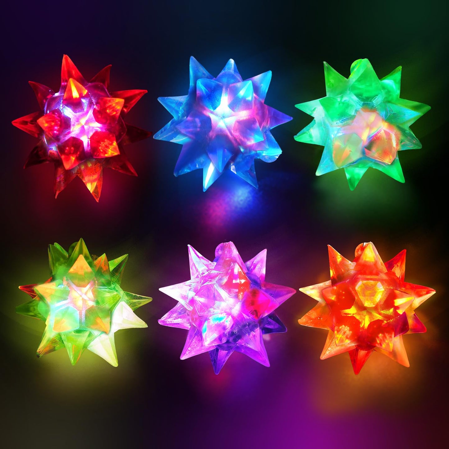 HONLYNE48 PCS Flashing Crystal Star Necklaces, Glow Necklaces Bulk Light up Party Favors, LED Glow in The Dark Necklaces for Kids Adults Birthday Glow Party Rave Halloween Goodie Bags Filler