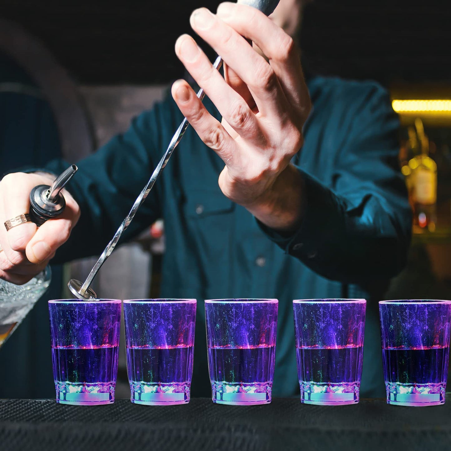 96 Pieces Light up Shot Glasses Party Favors for Adults, LED Flash Light up Drinking Cups Plastic Blinking Barware, Glow in the Dark Party Supplies for Night Club Bar Graduation Birthday Wedding Disco