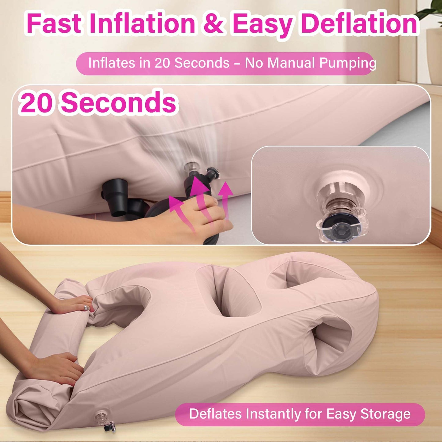 KSFJEU Inflatable Pregnancy Pillow with Belly & Face Opening,Full Body Maternity Airbed for Stomach Sleeping,Portable Prone Support Bed for Expecting Moms,Portable & Includes Electric Pump Gray