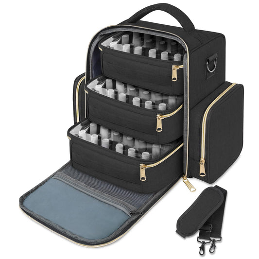 YOREPEK Nail Polish Organizer Holds Up to 72 Bottles (15ml-0.5 fl.oz) Nail Polish Carrying Case with 3 Removable Pouches and 4 Zippered Pockets for Manicure Tools, Supplies, Nail Lamp, Gift for Women