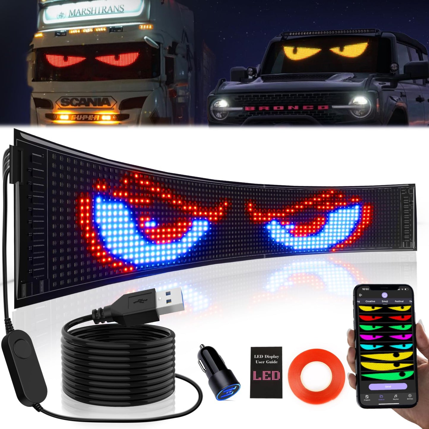 VDIKKS LED Sign for Business Programmable FPCB Flexible Matrix Panel Animation Text Message Scrolling Storefront Advertise Slogan Door Sign for Shop, Bar, Party, Festival 26.8x4.7inch
