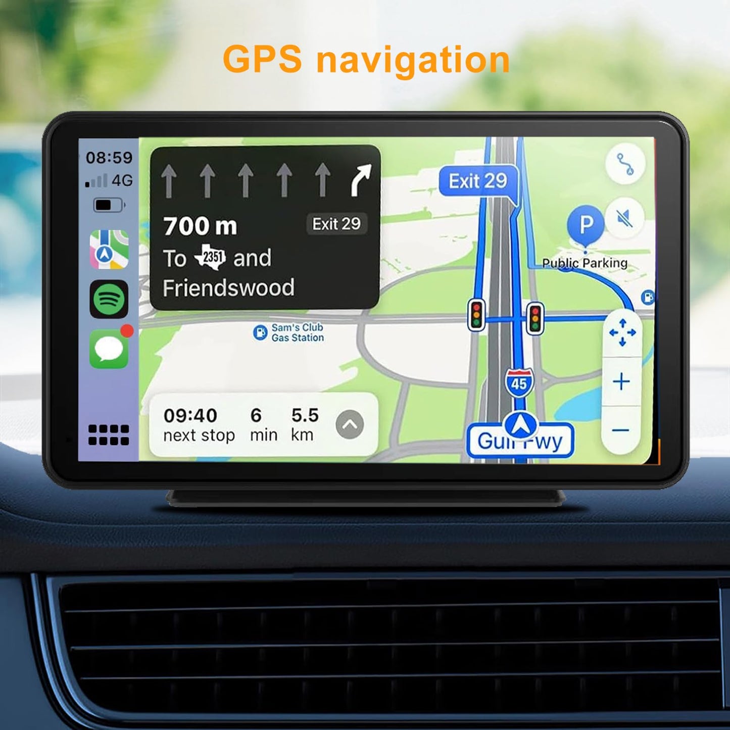 Portable Apple Carplay Screen for Car, Wireless Android Auto Stereo, Easy Install 7 Inch IPS Touch Screen Car Play Adapter, GPS Navigation, Airplay Audio Receivers Bluetooth, Mirror Link for All Cars