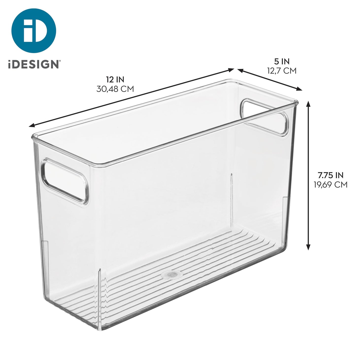 iDesign Tall Plastic Storage Bin with Handles for Fridge or Freezer - Set of 2 - Clear - Made in USA