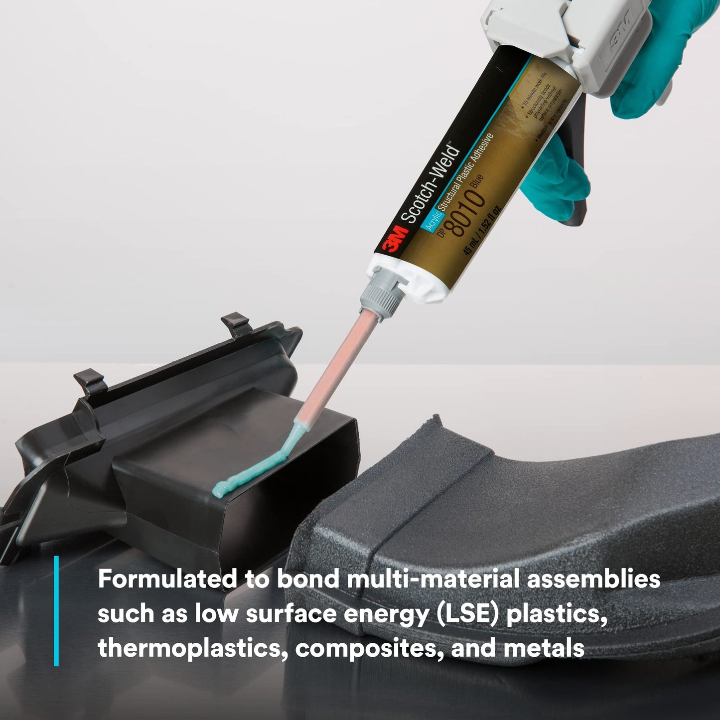 3M Scotch-Weld Structural Plastic Adhesive DP8010, Blue, Extremely Strong, Plastic to Metal Bonding, 45 mL (1.52 fl oz) Duo-Pak