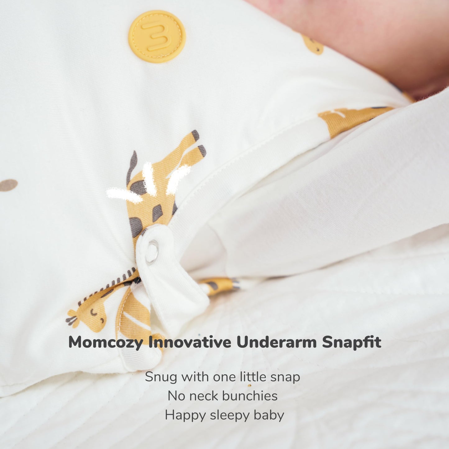 Momcozy Sleep Sack for Baby 0-6 Months, 1.5 TOG Baby Wearable Blanket with Supportive Plush Filling, Two-Way Zipper for Easy Diaper Changes, Snap-Fit Design for Growing Babies, Small, Giraffe