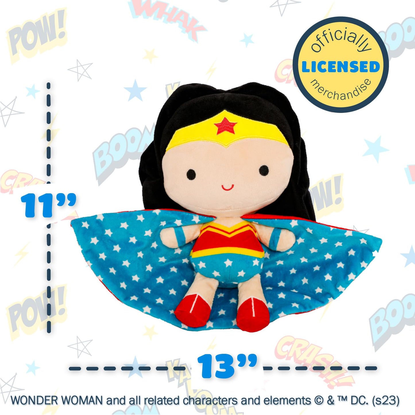 KIDS PREFERRED DC Comics Wonder Woman Soft Huggable Weighted Stuffed Animal Cute Plush Toy for Toddler Boys and Girls, Gift for Kids, 11.5 inches