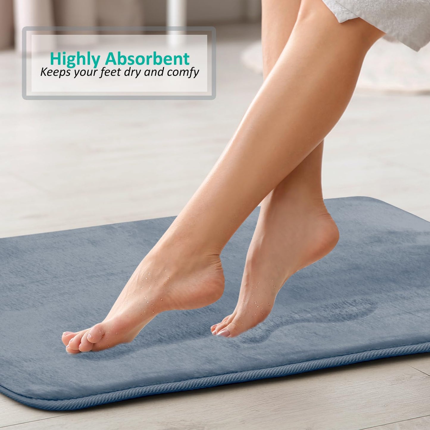 Clara Clark Bathroom Rugs, Velvet Memory Foam Bath Mat, Non-Slip Bath Rugs, Machine Wash, Dries Quickly, Ultra Soft Plush Bath Mats for Bathroom,