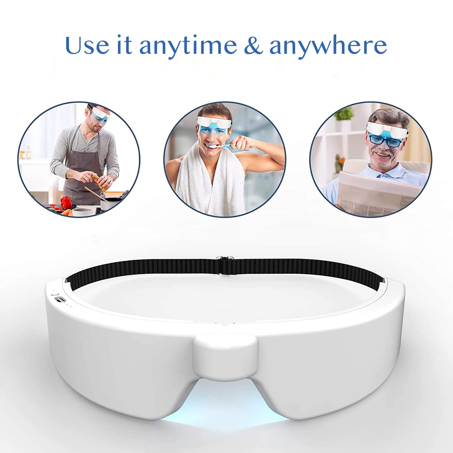 Lukirch Light Therapy Glasses, Portable & Wearable UV-Free Blue Light Therapy Lamp, Natural Relief for Good Sleep, Happy Mood, Boost Energy and Jet Lag (Glasses-I)