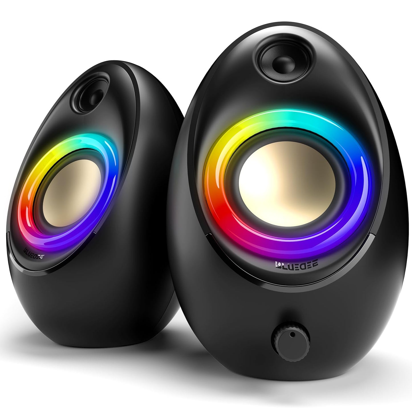 Bluedee Computer Speakers for Desktop PC, 20W Peak Power Bluetooth 5.4 USB/USB-C Powered PC Speakers with RGB Glow, Plug & Play Clear Stereo Sound with Enhanced Bass for Desktop, Laptop & Home Office