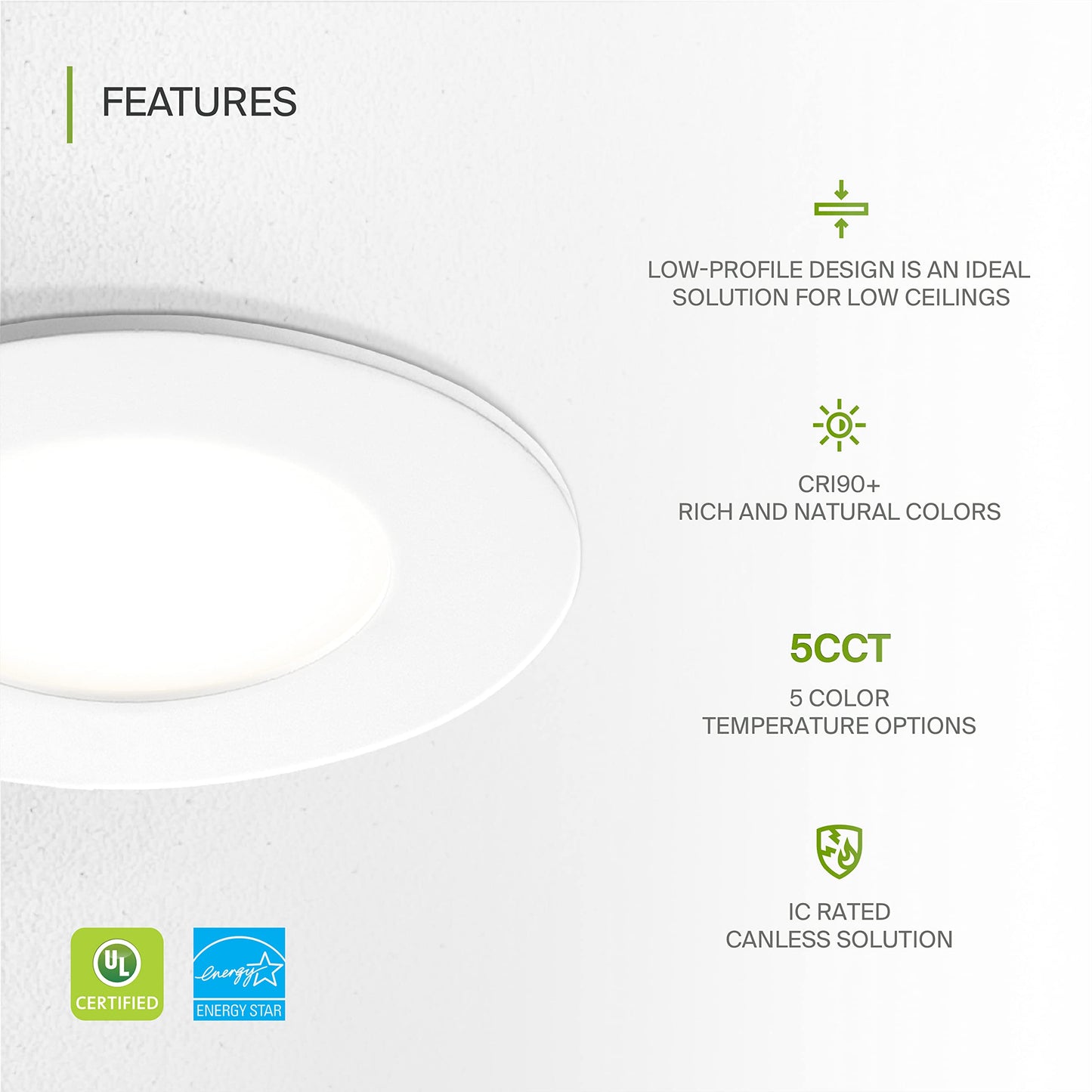 ASD 12 Pack 3 Inch LED Recessed Light, 6W 5 CCT 2700K-5000K CRI90+, IC Rated Ultra Thin Dimmable Ceiling Lights with J Box, Canless Wafer Downlight, Round Slim Panel Lighting, UL Energy Star, White