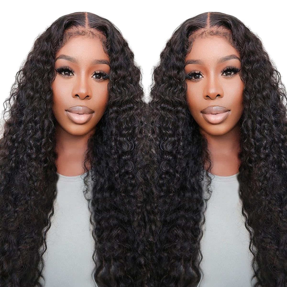 LICHANG 200% Density Deep Wave Lace Front Wigs Human Hair 26 Inch HD Lace Closure Wigs Human Hair Deep Curly 4x4 Lace Frontal Wig Human Hair Pre Plucked with Baby Hair for Black Women