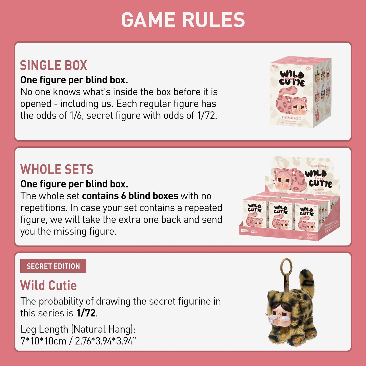 POP MART Crybaby Wild but Cutie Series - Vinyl Plush Pendant Blind Box, Random Design Action Figures Collectible Toys Decorations, Holiday Birthday Gifts for Girls and Boys, Single Box