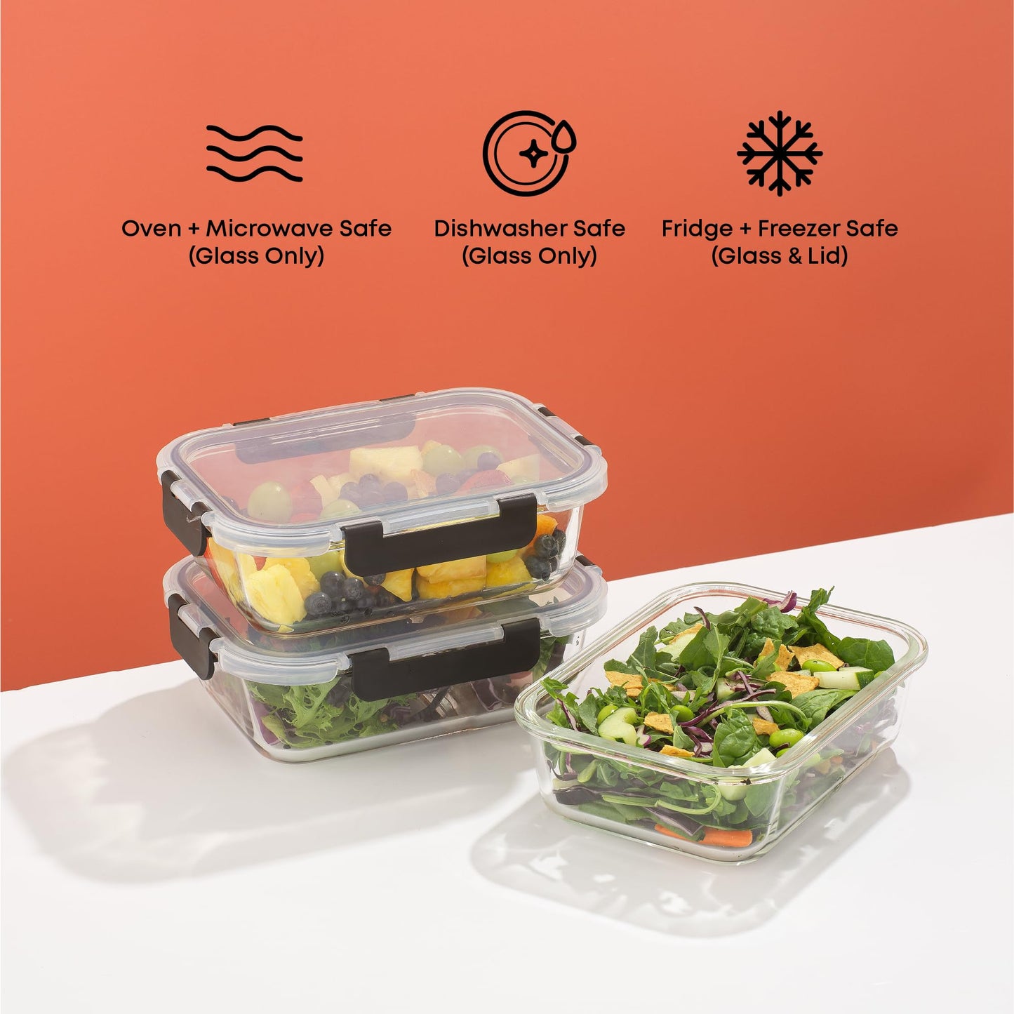 JoyJolt Glass Food Storage Containers with Lids. 5 Pack Glass Meal Prep Containers Reusable 35oz Single Compartment Airtight Container Set. Lunch Containers for Adults and Kitchen Storage Containers