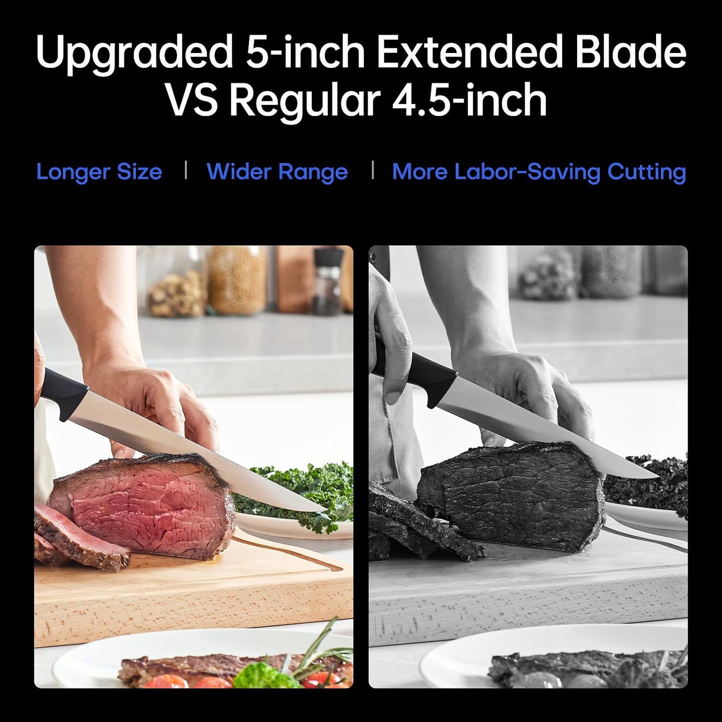 Kuisine Knife Set 15 pieces High Carbon Stainless Steel Professional Kitchen Knife block set with Sharpener Black