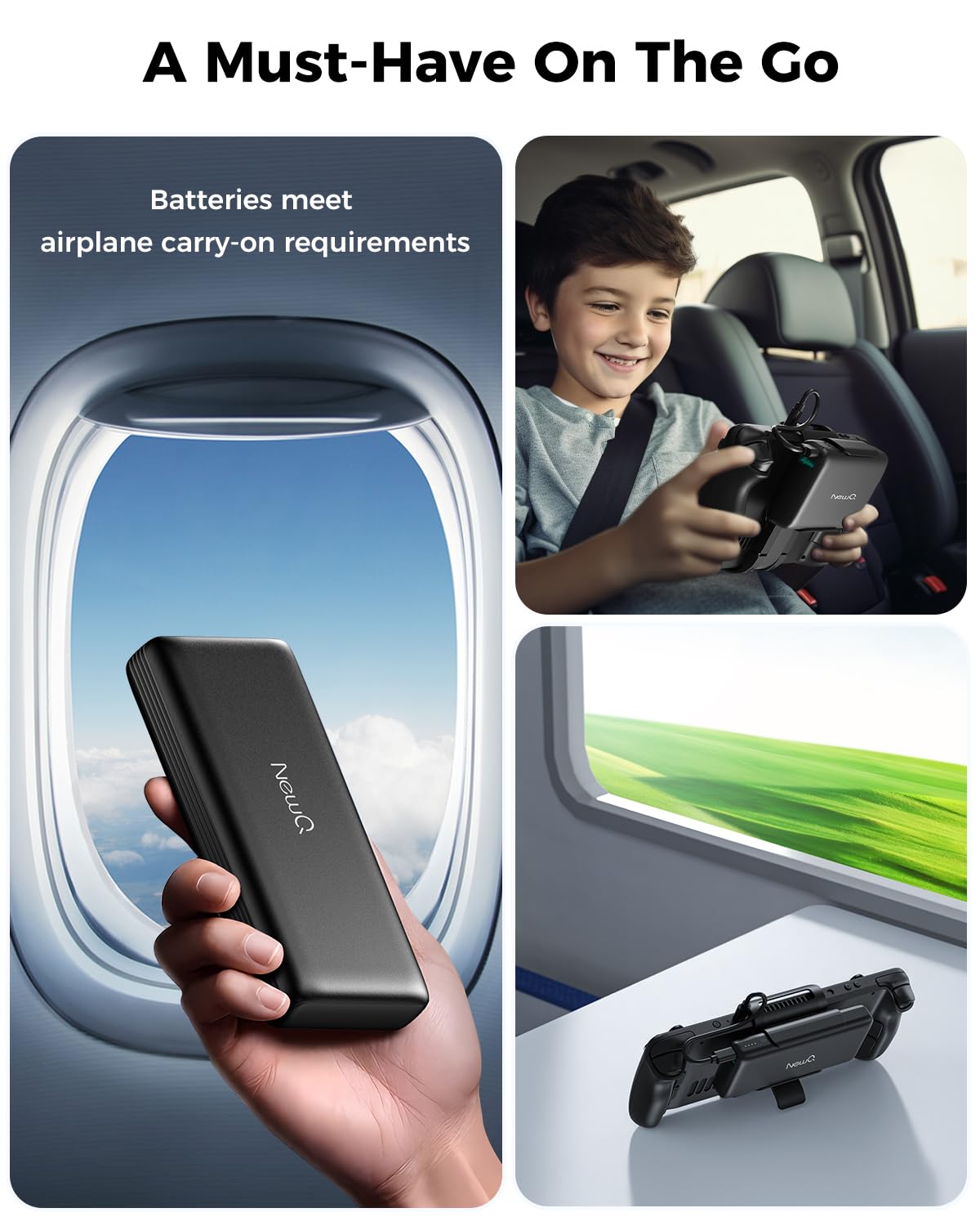 NEWQ 2-in-1 Steam Deck Battery Bank & Stand for Steam Deck/Steam Deck OLED, 20000mAh 65W PD3.0 Fast Charging Power Bank, Steam Deck Accessories, with Dual USB C Cables（Not Suitable for Case） NQ-SD-02