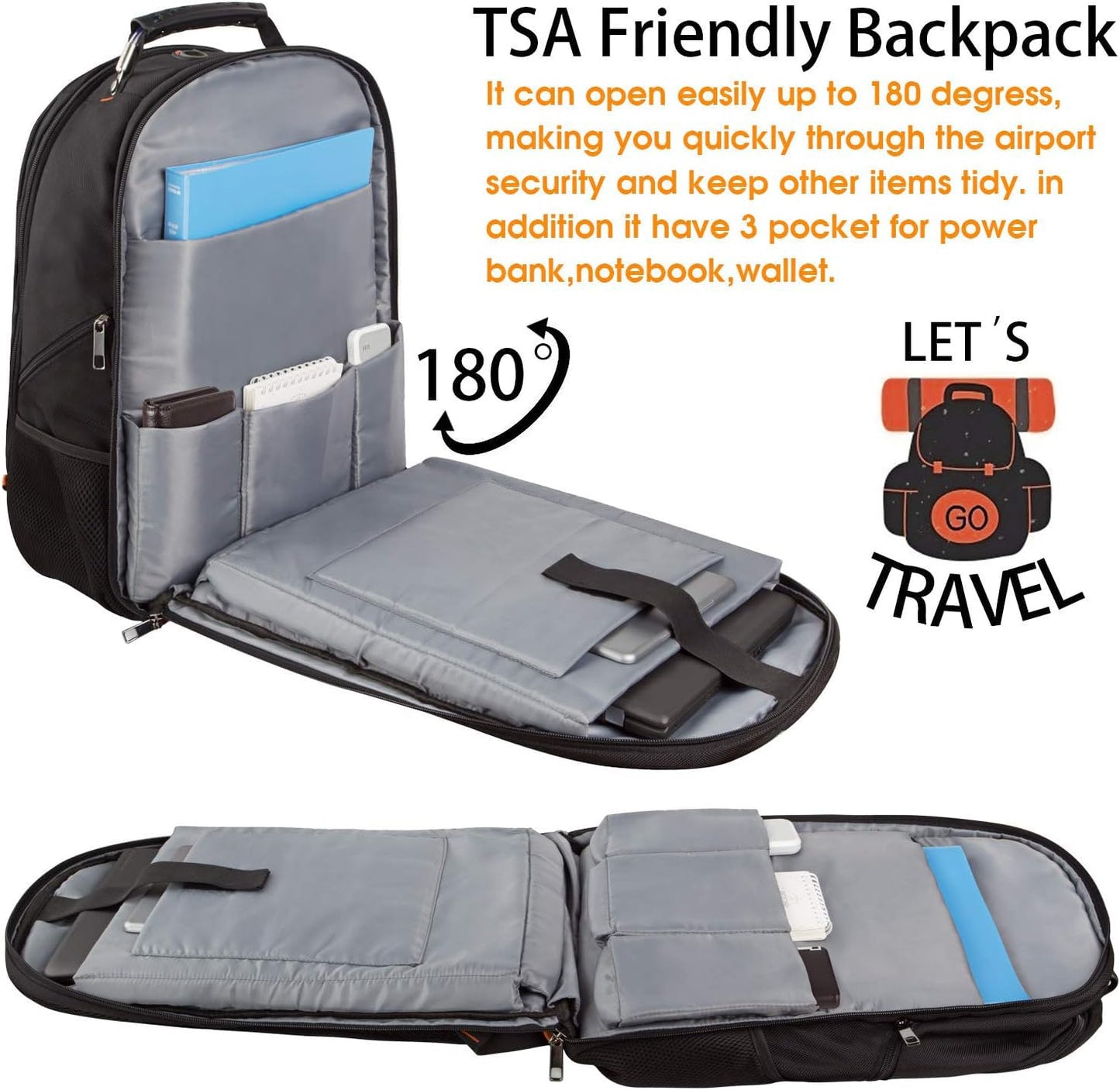 LTINVECK Travel Laptop Backpack, Extra Large Backpack for Men Women, TSA Friendly Heavy Duty Big Business Computer Bag Tech Backpacks Bag Fit 17 Inch Laptops, RFID Backbag